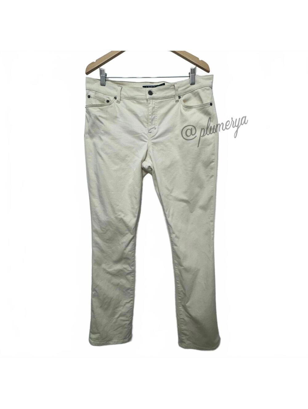Lauren Ralph Lauren Womens Modern Straight Leg White Jeans Casual Summer Size 14